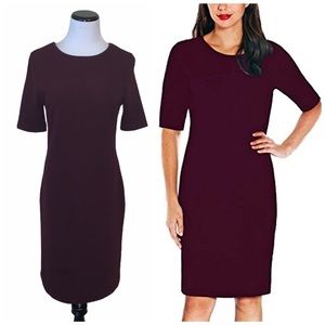 Mario Serrani maroon ribbed short sleeve dress xs